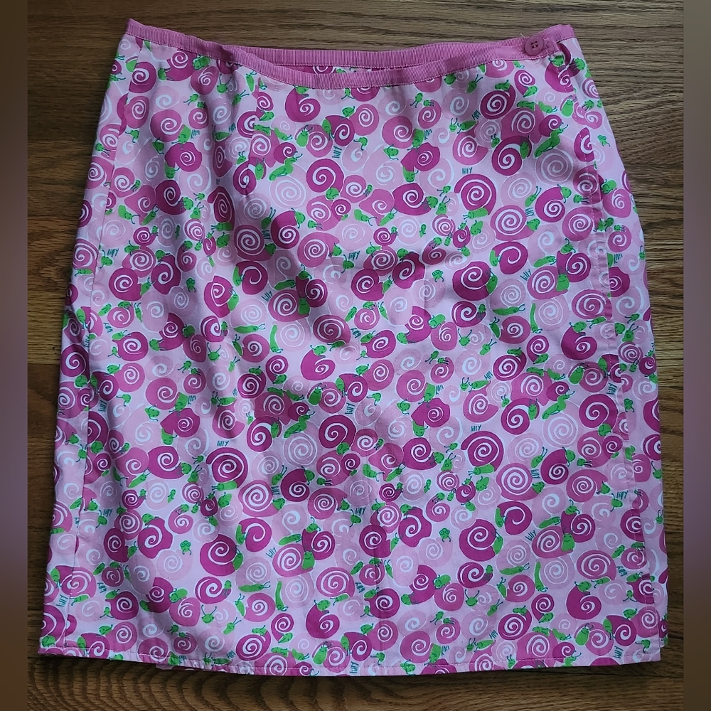 Lilly Pulitzer Reversible Pink Snail/ Green Palm&Pink Elifant Wrap Skirt… - Picture 5 of 12
